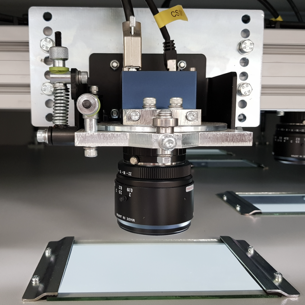 Image of a Shelton Vision camera used for automated patterned fabric inspection and defect detection, ensuring high-quality textile analysis.